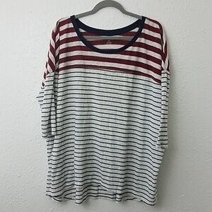 LANE Bryant 18/20 tshirt blouse striped linen blen